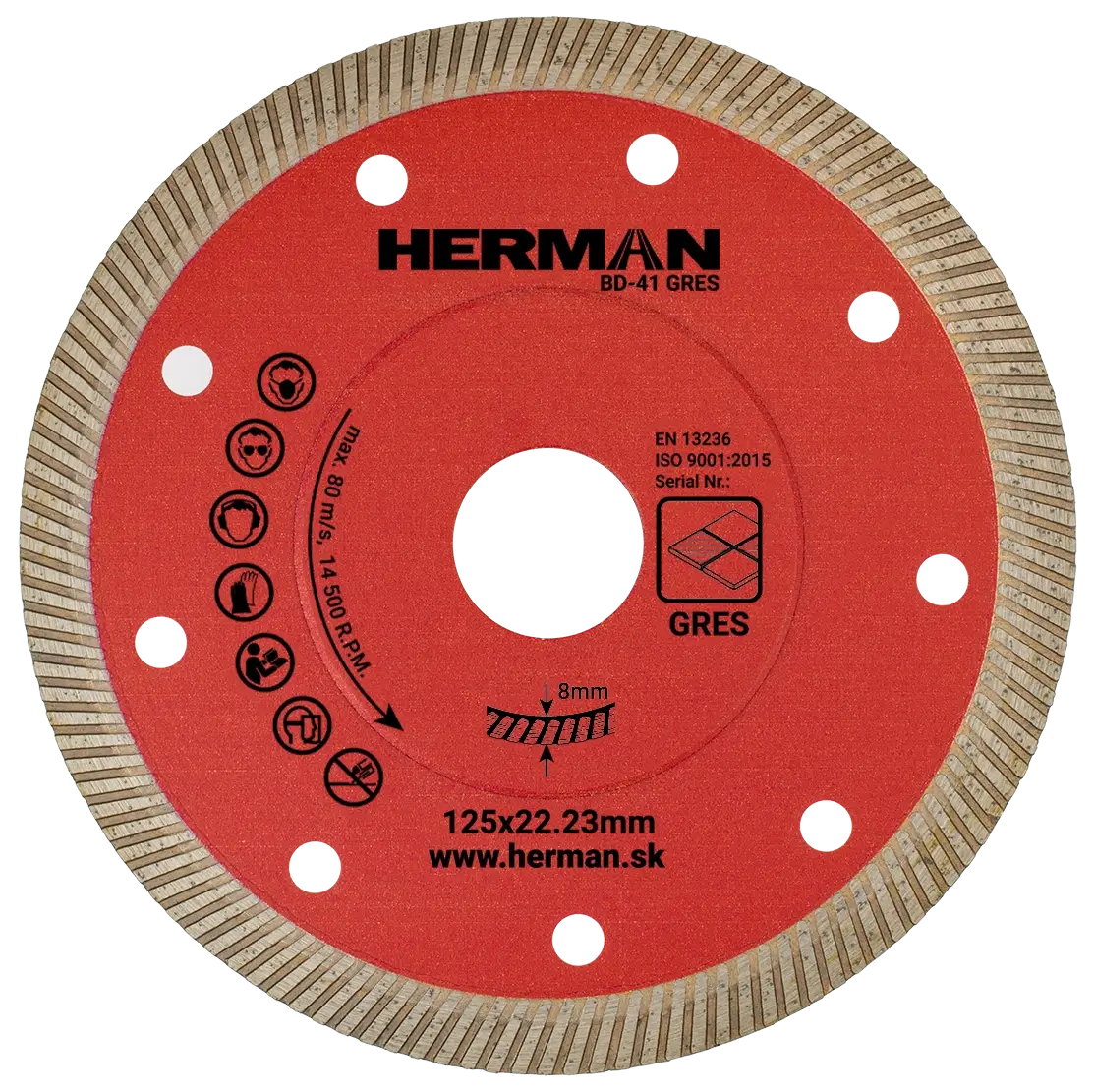 Diamantový kotúč HERMAN BD-41 GRES Na veľmi tvrdú dlažbu